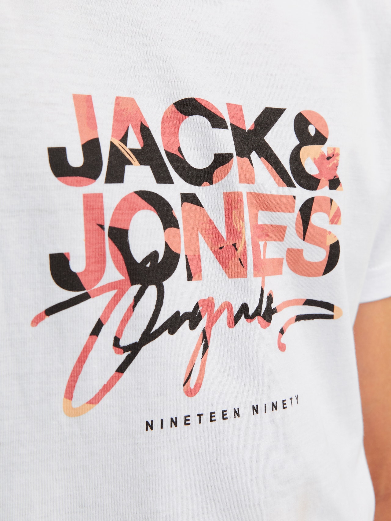 Jack & Jones Nyomott mintás Trikó Ifjúsági -Bright White - 12257133