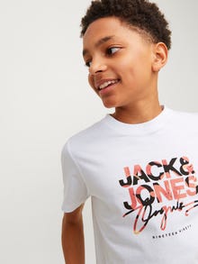 Jack & Jones Poikien Painettu T-paita -Bright White - 12257133