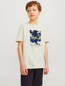Jack & Jones Printet T-shirt Til drenge -Buttercream - 12257133