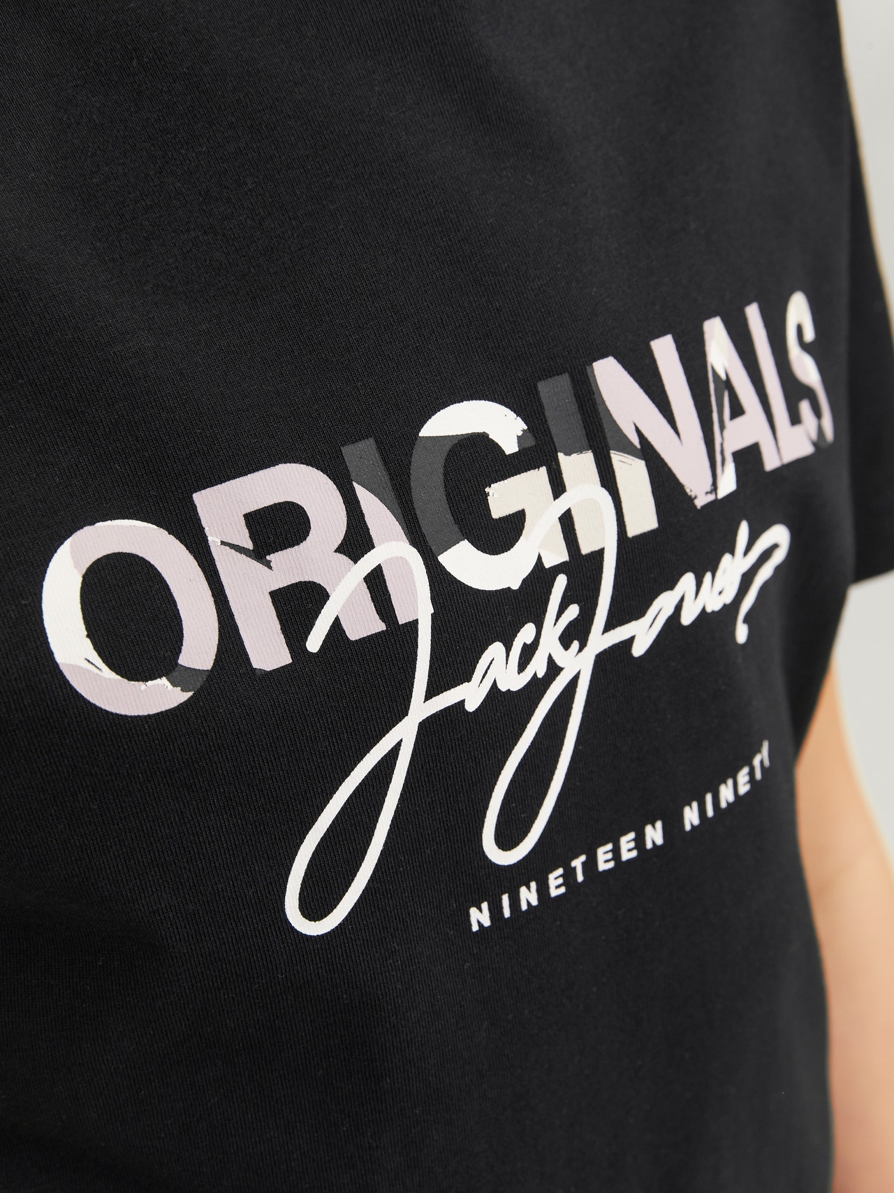 Jack & Jones Printed T-shirt For boys -Black - 12257133