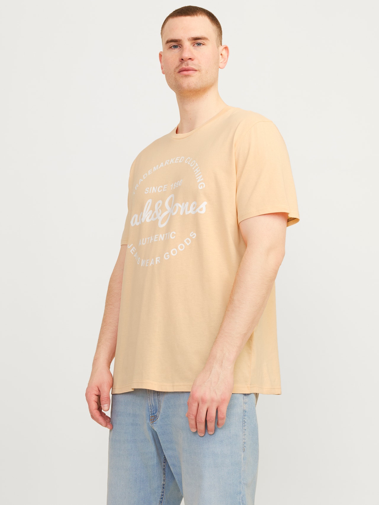 Jack & Jones Plus Size 5-pack Printed T-shirt -Apricot Ice - 12257135