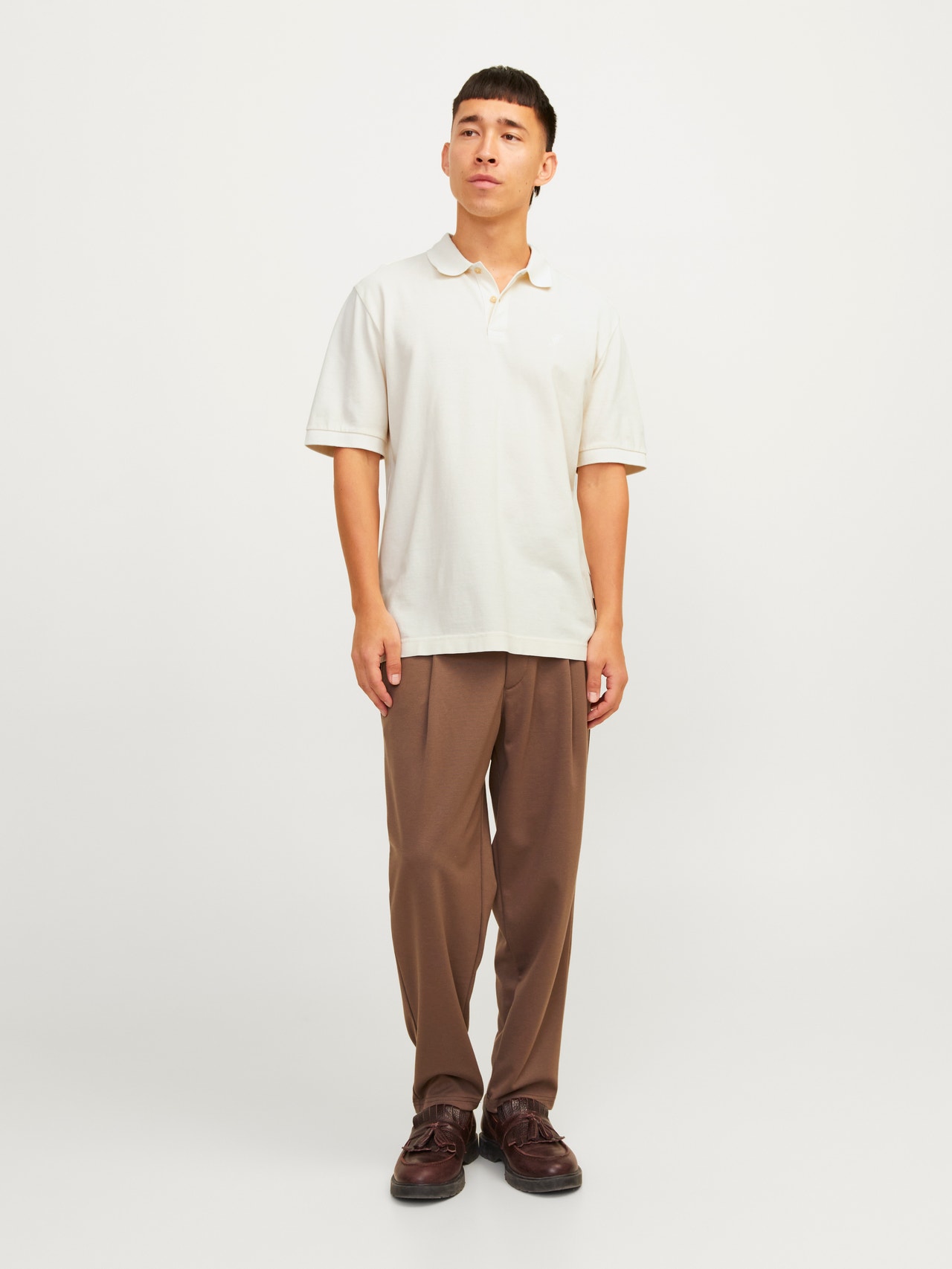 Jack & Jones Yksivärinen Polo T-paita -Cloud Dancer - 12257315