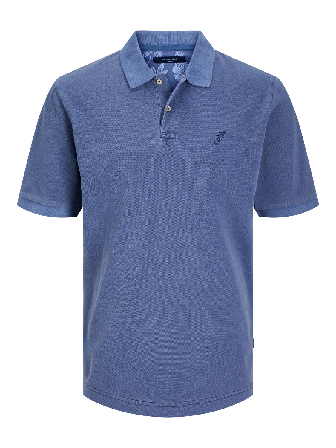 Jack & Jones Enfärgat Polo T-shirt -Maritime Blue - 12257315