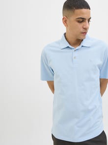 Jack & Jones Gładka Kołnierz koszulowy Koszula polo -Chambray Blue - 12257315
