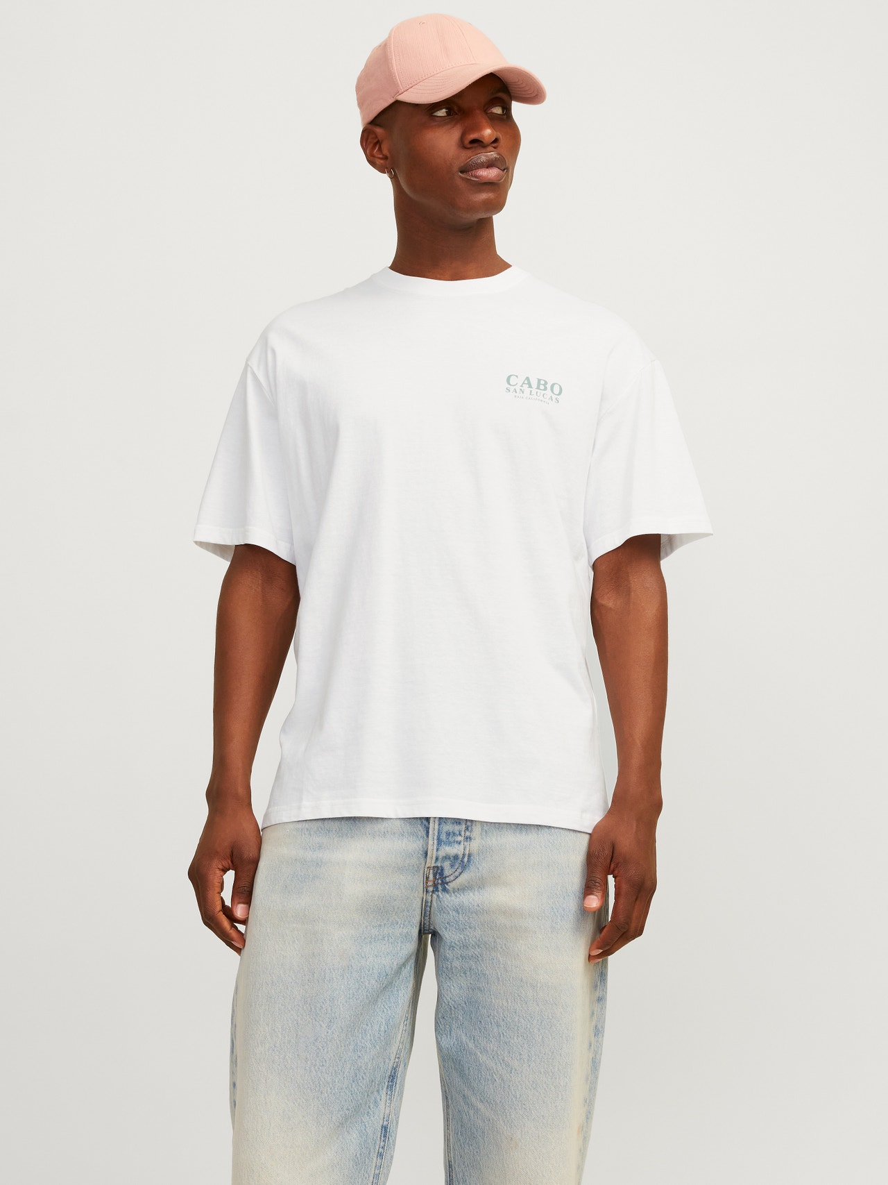 Jack & Jones Yksivärinen Pyöreä pääntie T-paita -Bright White - 12257353