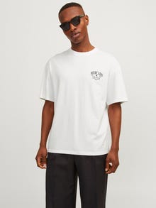 Jack & Jones Bez vzoru Kruhový výstřih Tričko -Bright White - 12257353