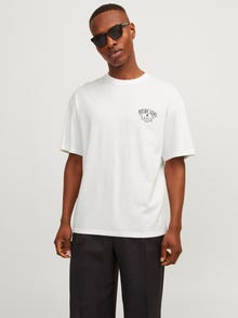 Jack & Jones Ensfarvet Crew neck T-shirt -Bright White - 12257353