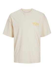 Jack & Jones Bez vzoru Kruhový výstřih Tričko -Buttercream - 12257353