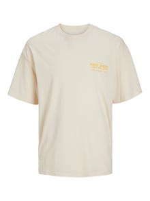 Jack & Jones Ensfarvet Crew neck T-shirt -Buttercream - 12257353
