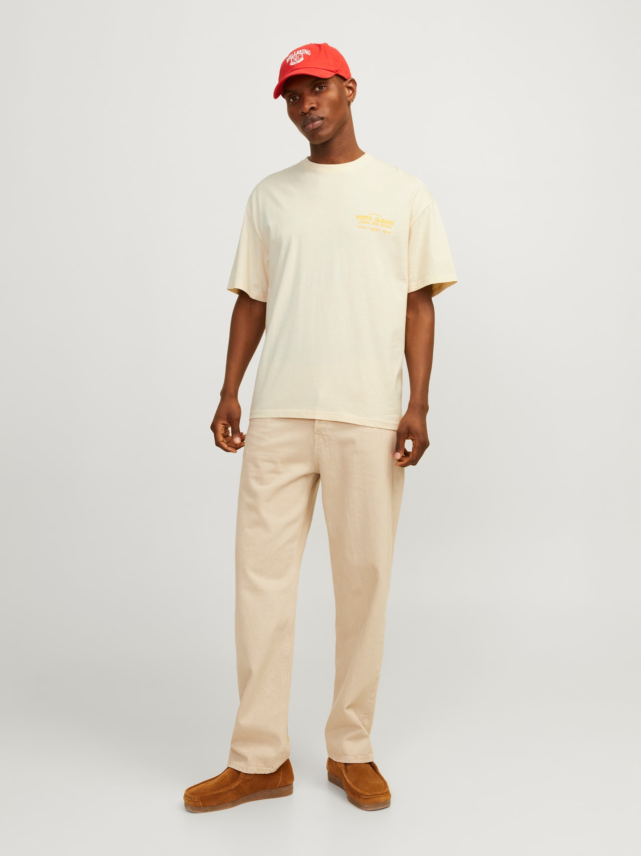 Jack & Jones Bez vzoru Kruhový výstřih Tričko -Buttercream - 12257353