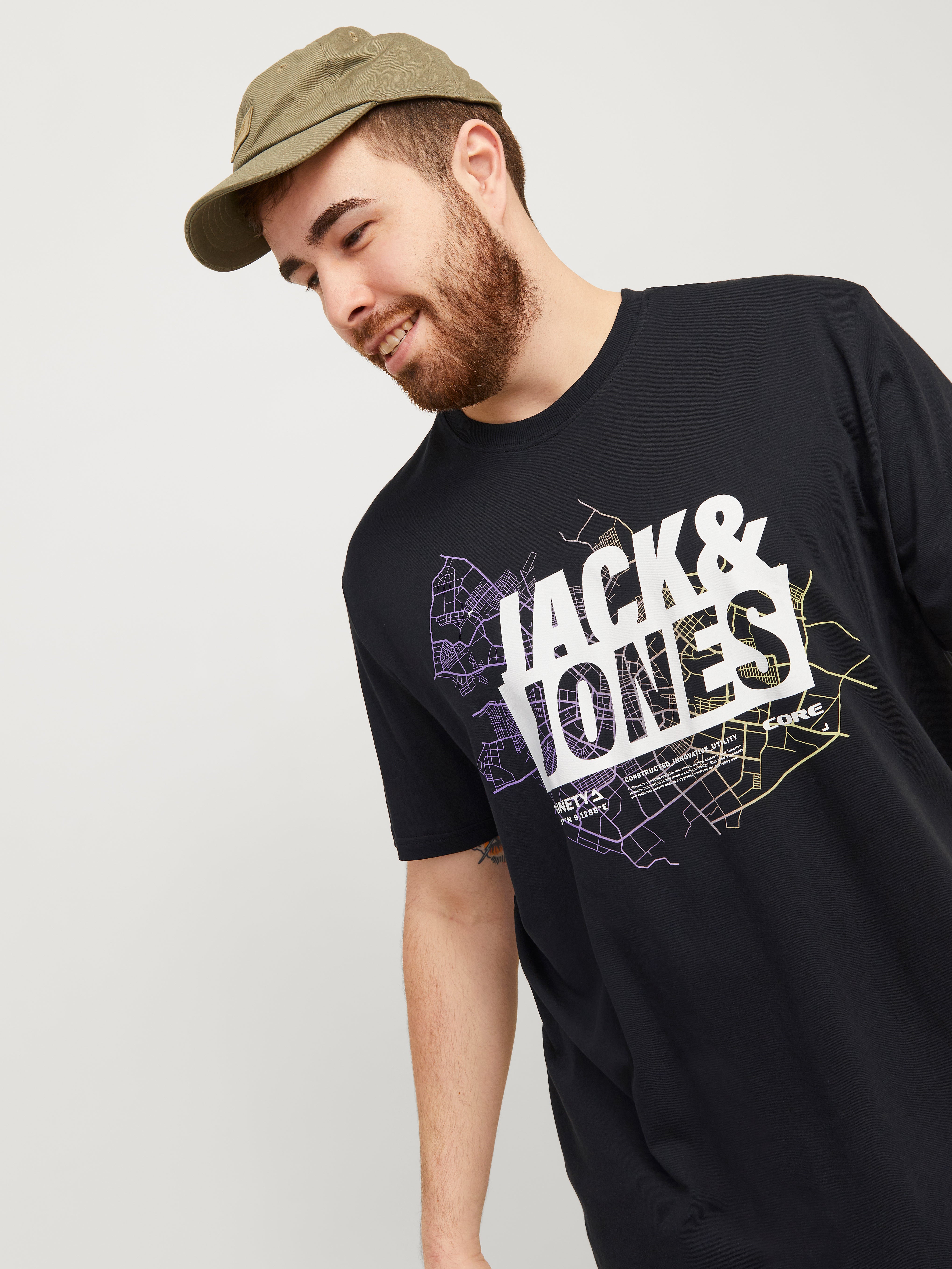 Jack Jones Jjepaulos Tee Ss Crew Neck Noos - T-shirt Uomo Grigio