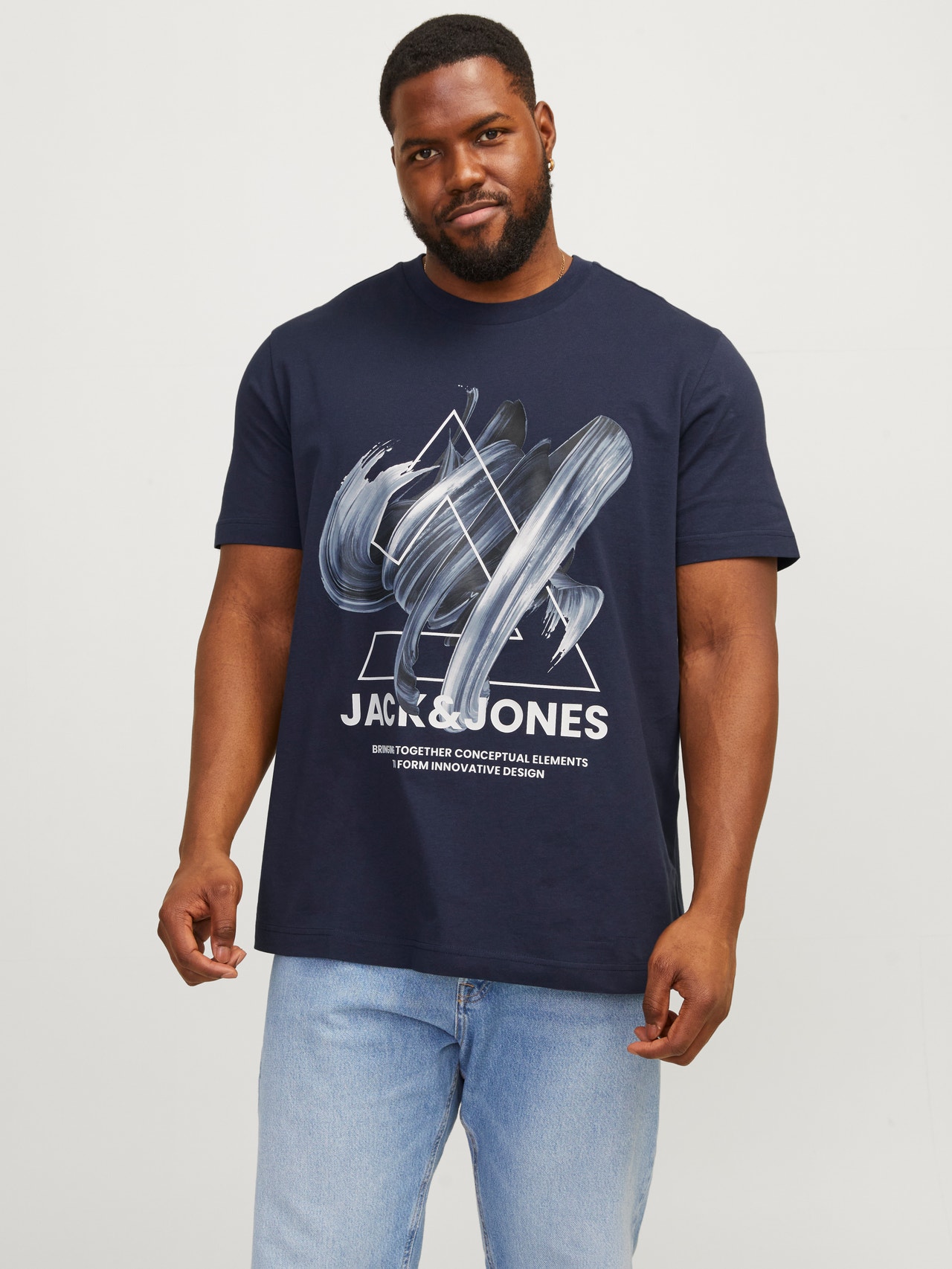 Jack & Jones Plus Potištěný Tričko -Navy Blazer - 12257370