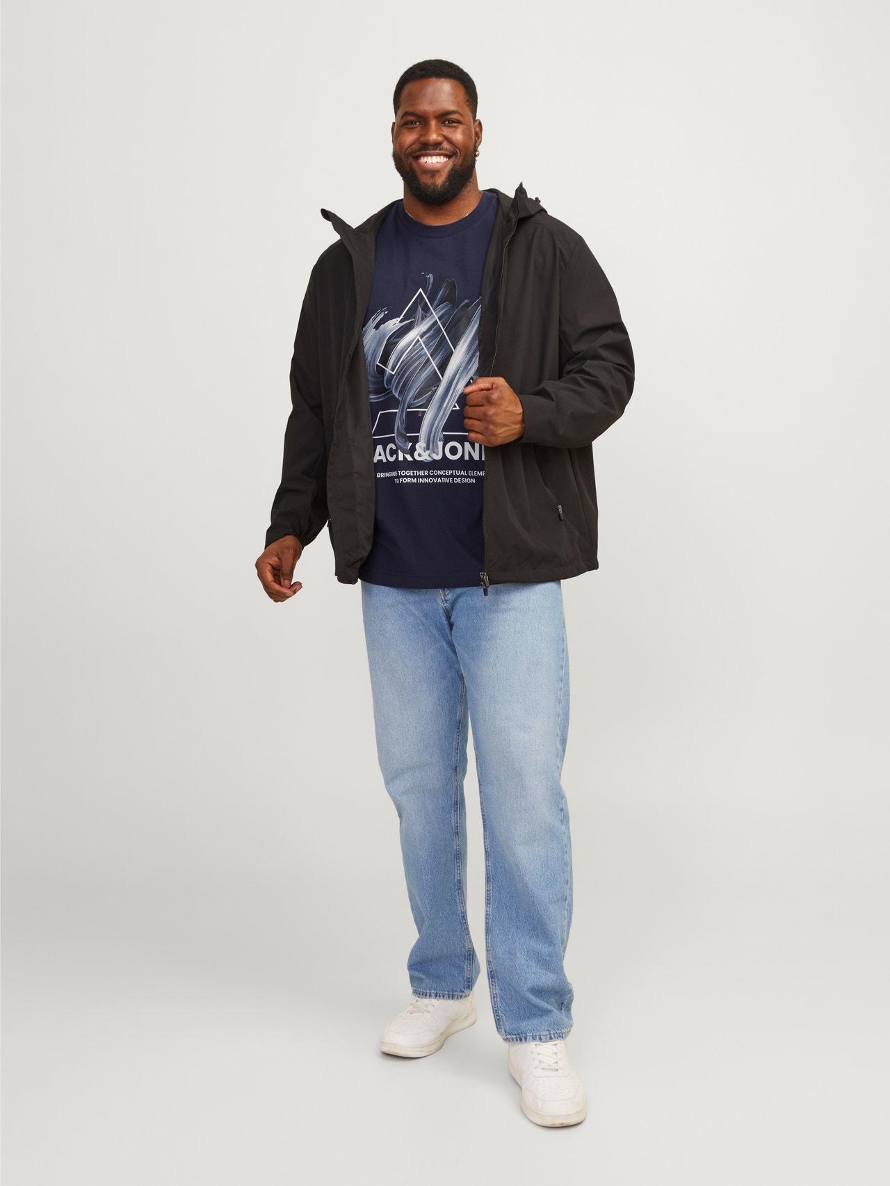 Jack & Jones Plus Size Gedrukt T-shirt -Navy Blazer - 12257370