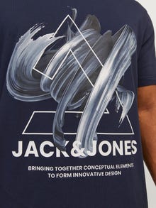 Jack & Jones Plus Size Printed T-shirt -Navy Blazer - 12257370