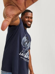 Jack & Jones Plus Size Printed T-shirt -Navy Blazer - 12257370