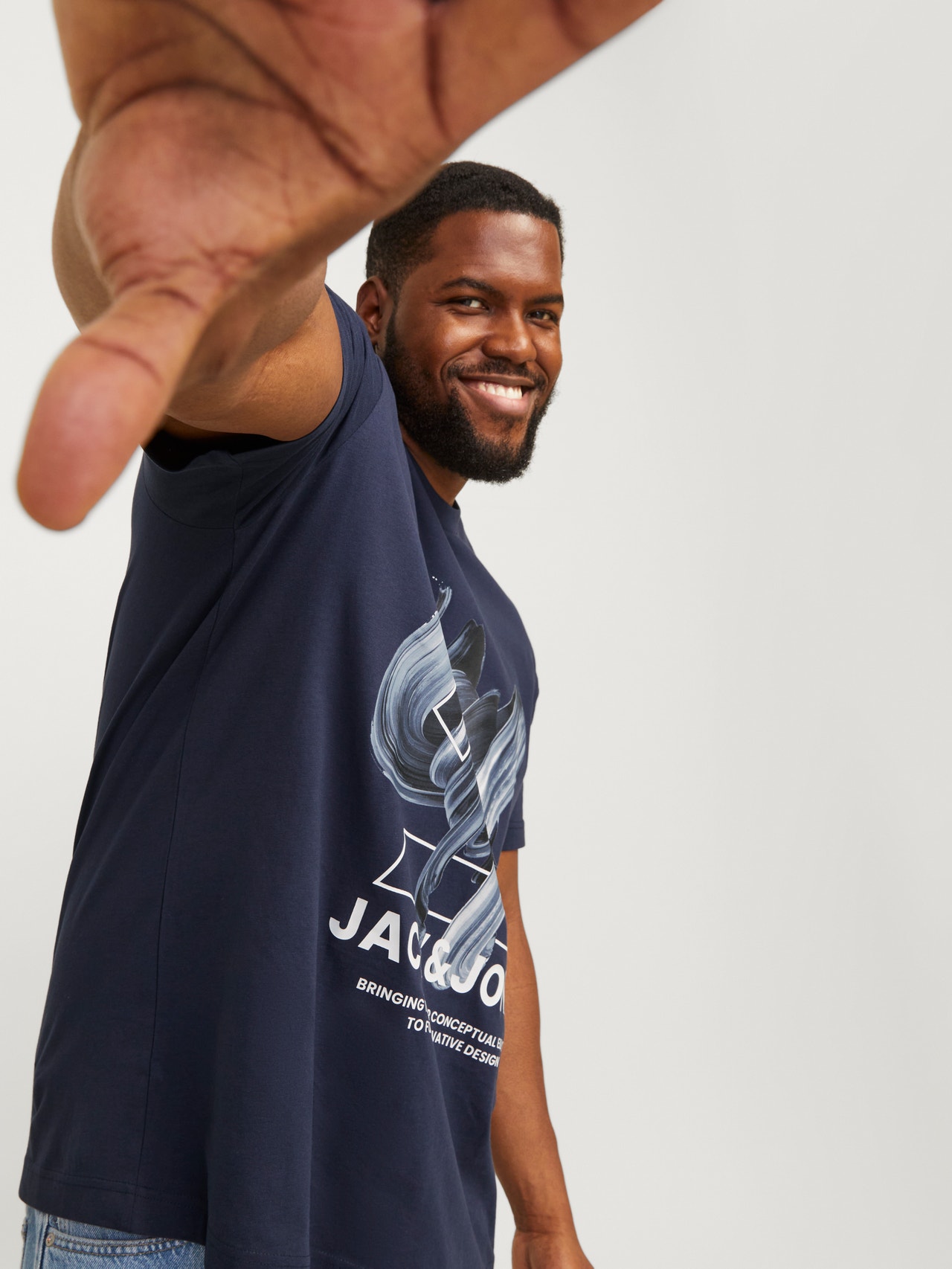 Jack & Jones Plus Size Trykk T-skjorte -Navy Blazer - 12257370