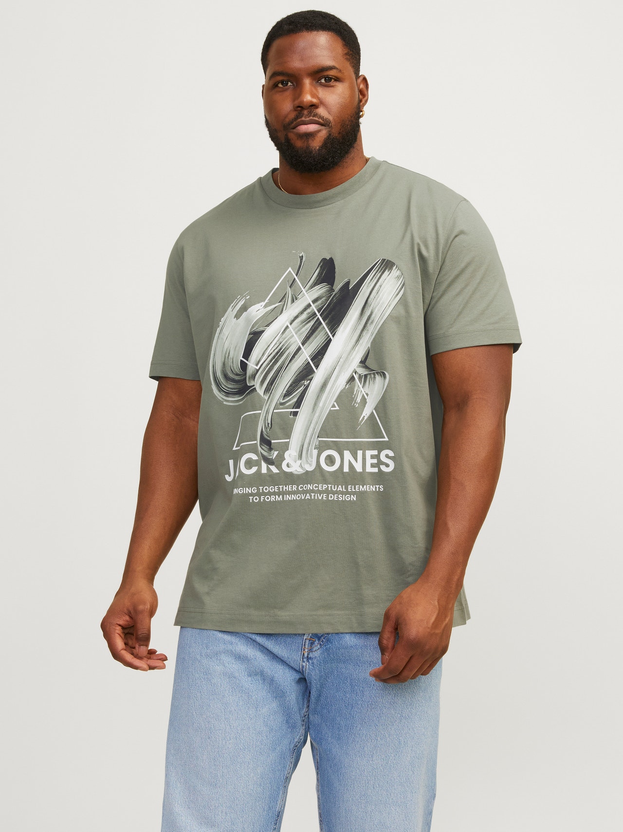 Jack & Jones Plus Size Gedruckt T-shirt -Agave Green - 12257370