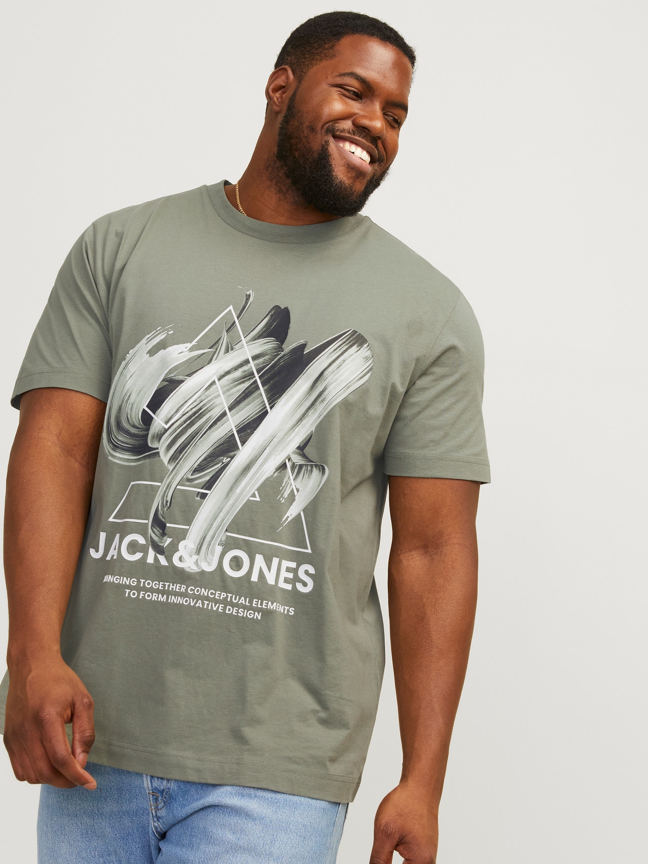 Jack & Jones Plus Size Printed T-shirt -Agave Green - 12257370