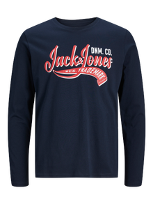 Jack & Jones Printed Longsleeved T-shirt Mini -Navy Blazer - 12257376