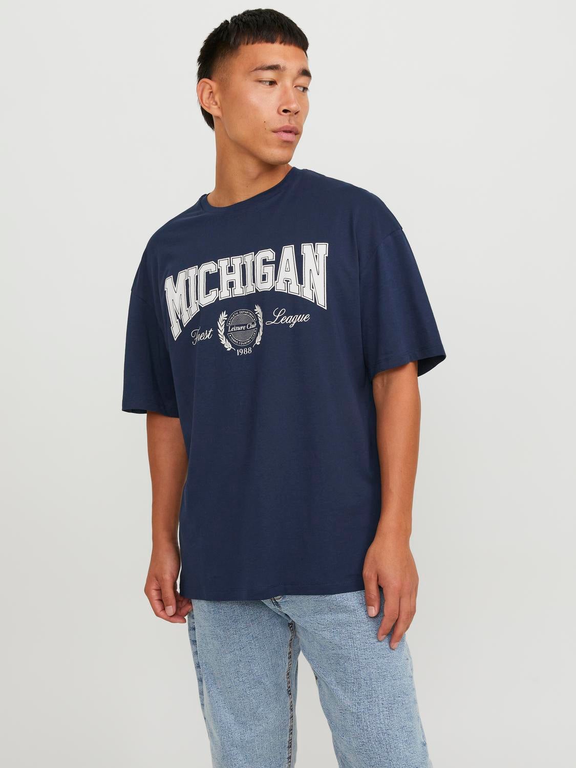T-shirt Imprimé Col Rond - Jack & Jones - Modalova