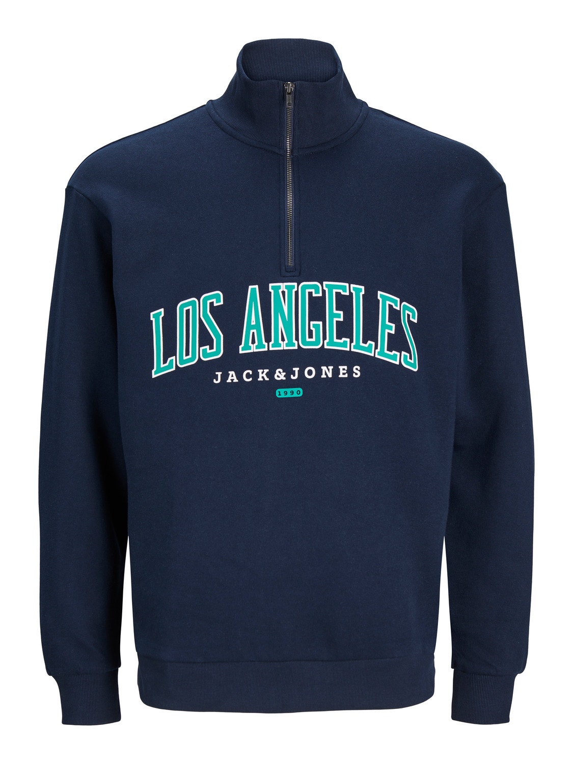 Jack & Jones Printet Sweatshirt med halv lynlås -Navy Blazer - 12257392