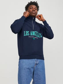 Jack & Jones Bedrukt Sweatshirt met halve rits -Navy Blazer - 12257392