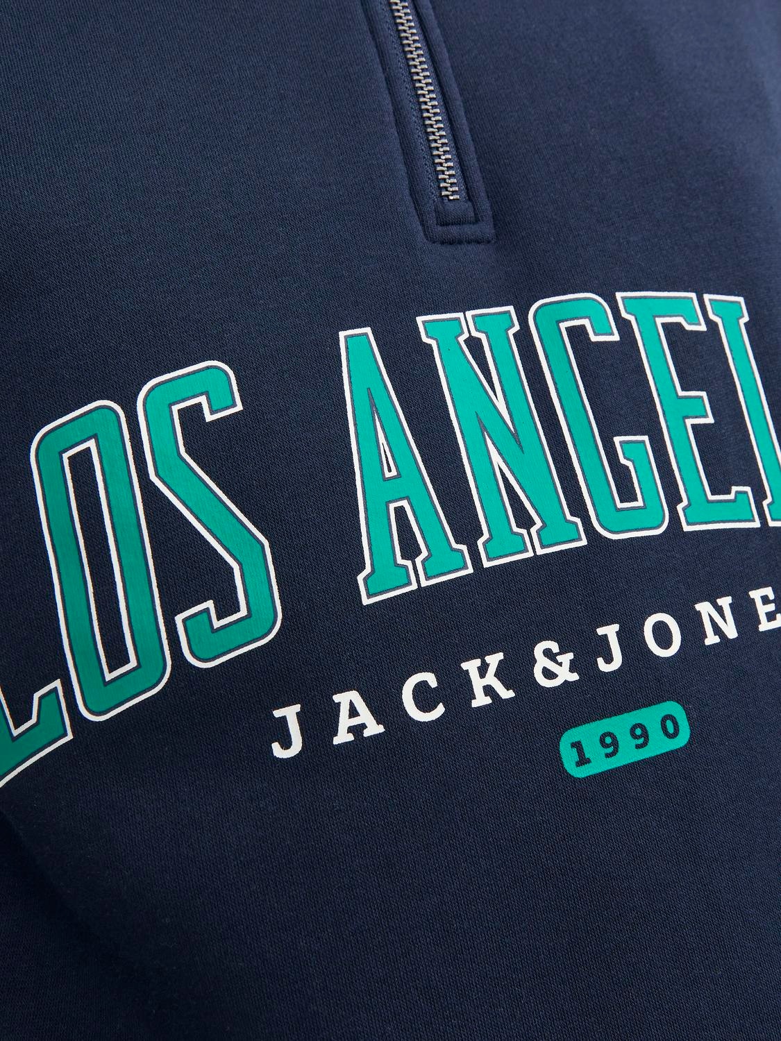 Jack & Jones Printed Half Zip Sweatshirt -Navy Blazer - 12257392