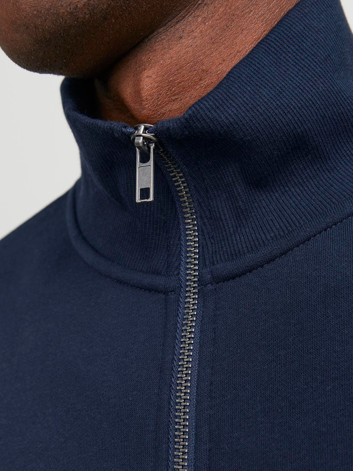 Jack & Jones Gedruckt Sweatshirt mit halbem Reißverschluss -Navy Blazer - 12257392