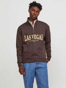 Jack & Jones Printed Half Zip Sweatshirt -Seal Brown - 12257392