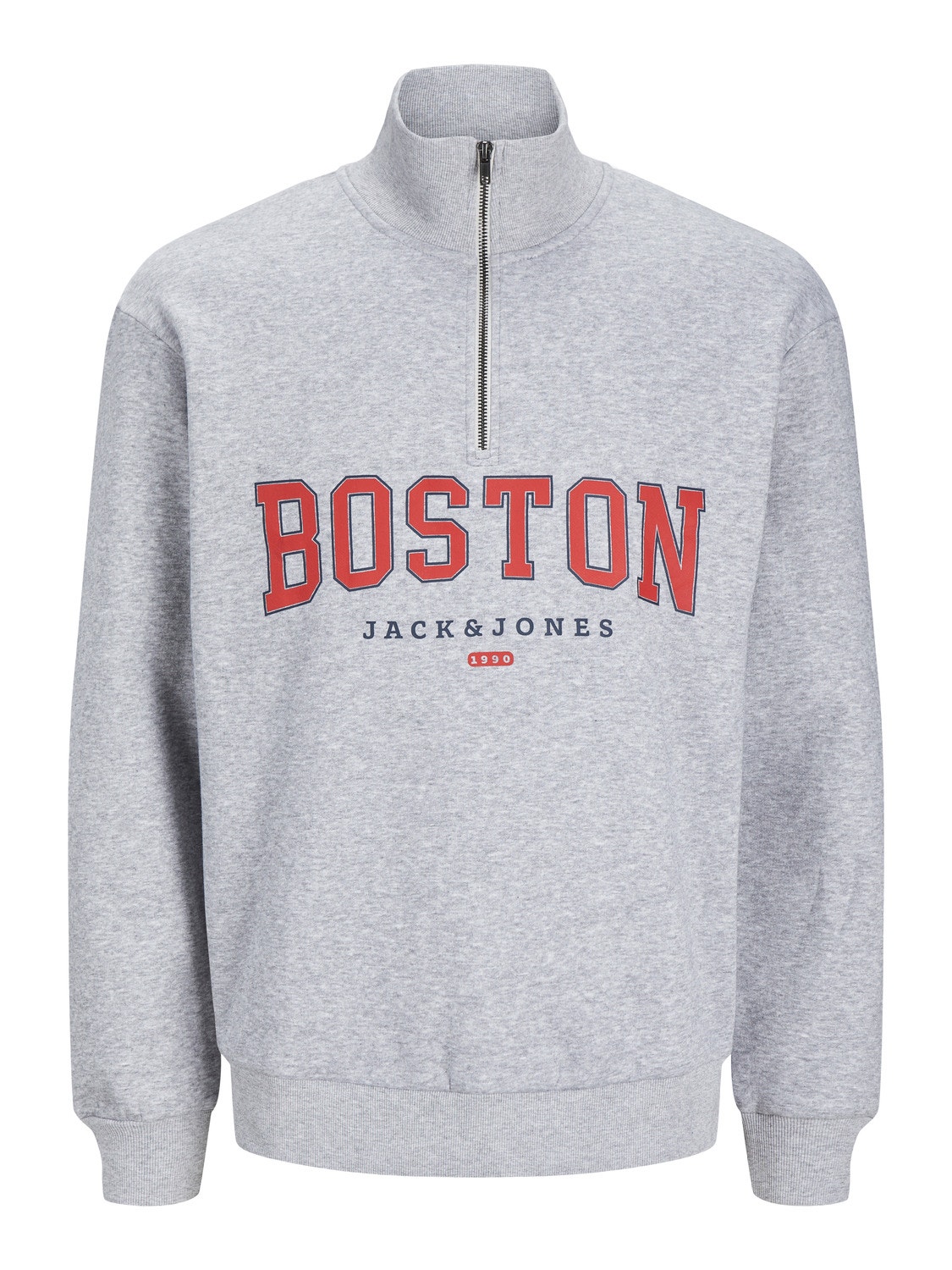 Jack & Jones Gedruckt Sweatshirt mit halbem Reißverschluss -Light Grey Melange - 12257392