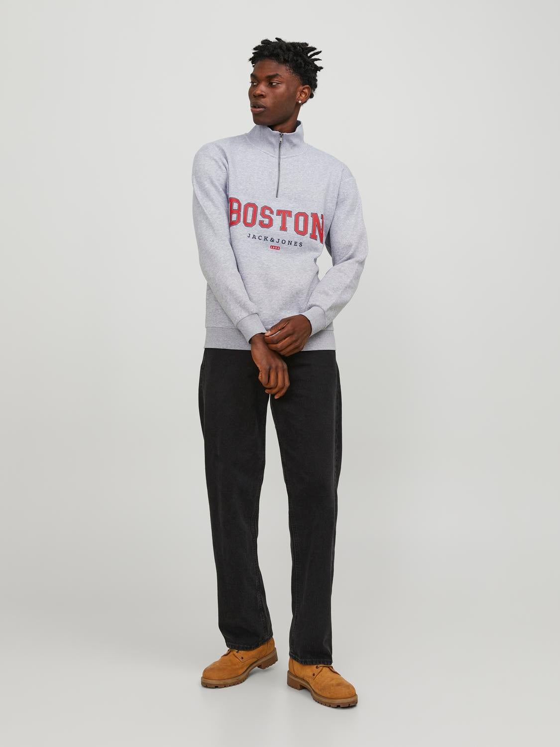 Half zip Sweatshirt | Light Grey | Jack & Jones® Half zip Sweatshirt | Light Grey | Jack & Jones®
