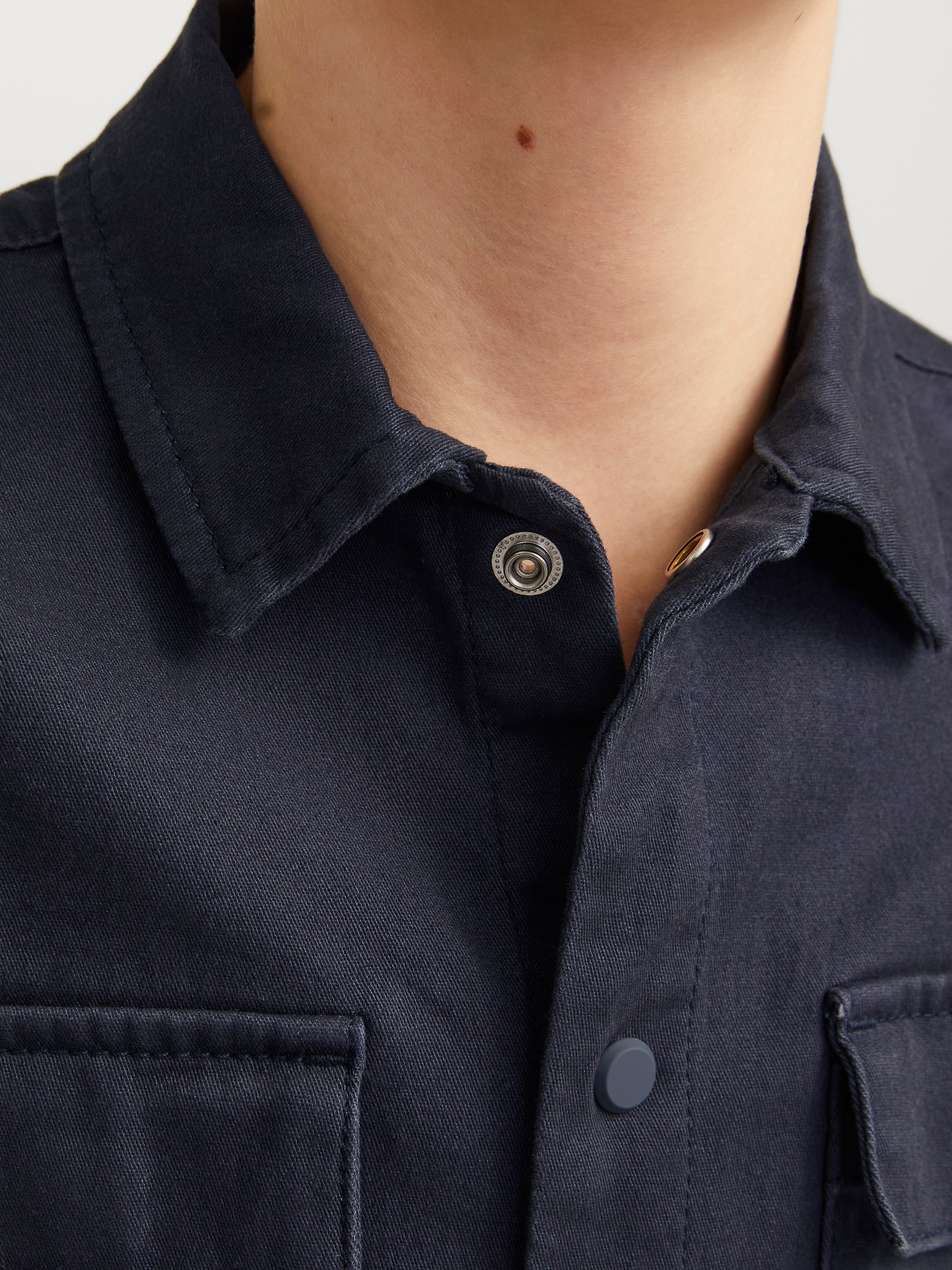 JACK&JONES JJDARREN Flannel Overshirt In Blu Marino – Camicia Casual Uomo Con Tasconi E Bottoni - 6