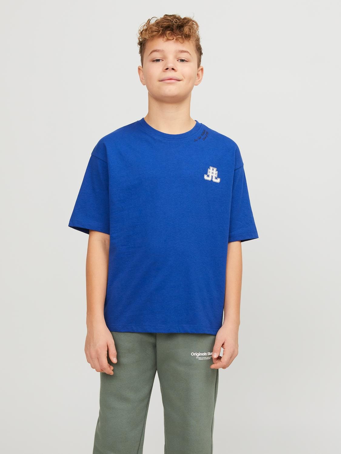 Jack & Jones Printet T-shirt Mini -Mazarine Blue - 12257431