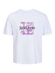 Jack & Jones Minipituinen Painettu T-paita -Bright White - 12257435