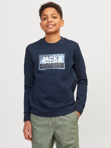 Jack & Jones Printed Crew neck Sweatshirt For boys -Navy Blazer - 12257439