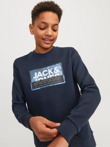 Jack & Jones Nyomott mintás Személyzeti nyakú pulóver Ifjúsági -Navy Blazer - 12257439