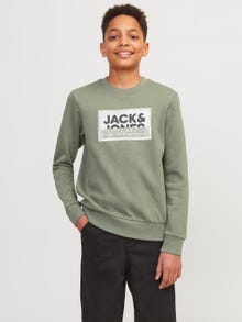 Jack & Jones Nyomott mintás Személyzeti nyakú pulóver Ifjúsági -Agave Green - 12257439