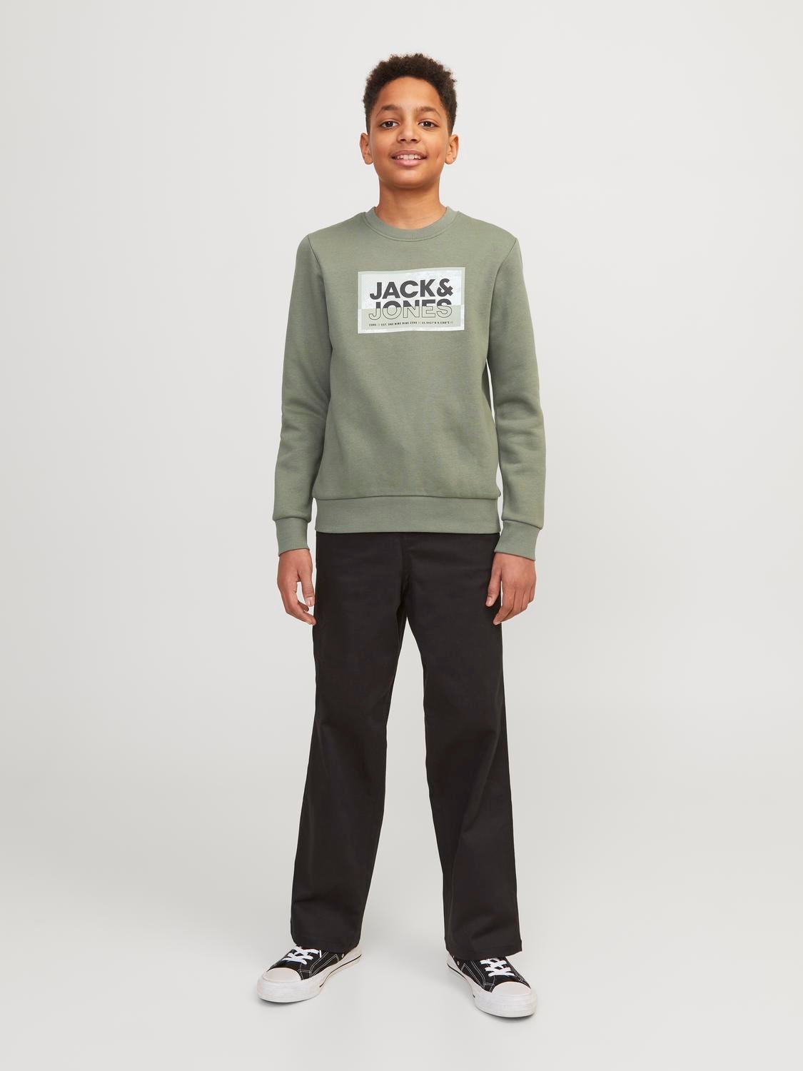 Jack & Jones Gedrukt Sweatshirt met ronde hals Voor jongens -Agave Green - 12257439