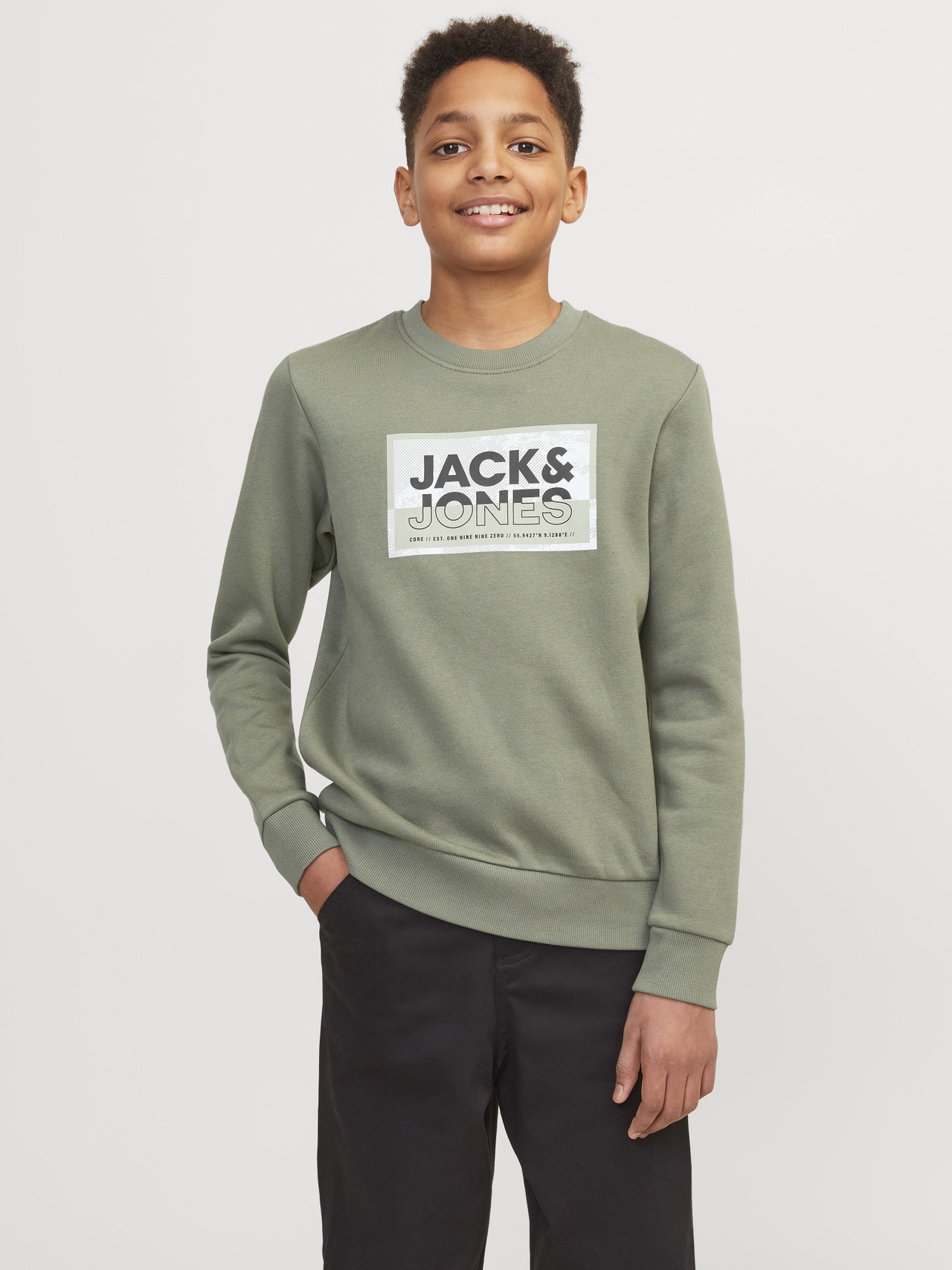 Jack & Jones Felpa Girocollo Stampato Mini -Agave Green - 12257441