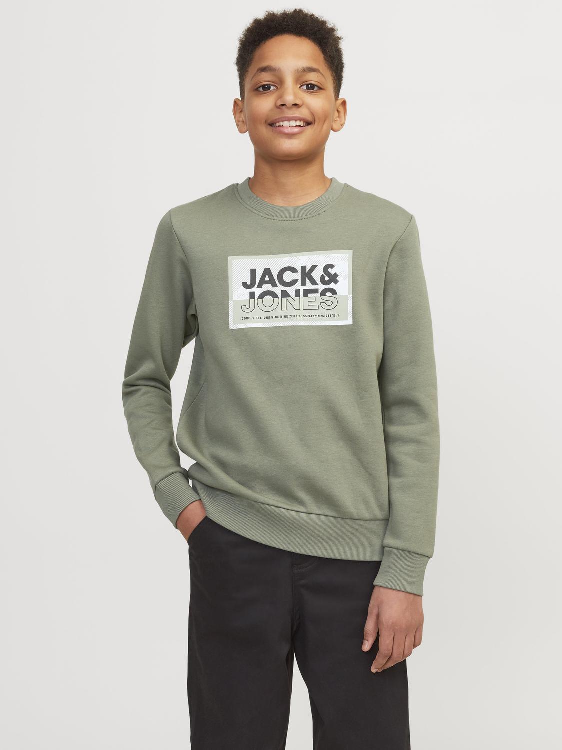 Jack & Jones Gedruckt Sweatshirt mit Rundhals Mini -Agave Green - 12257441
