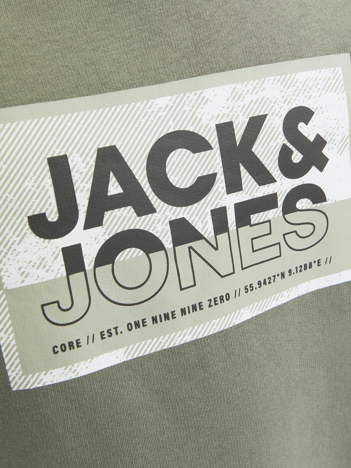 Jack & Jones Printet Sweatshirt med rund hals Mini -Agave Green - 12257441