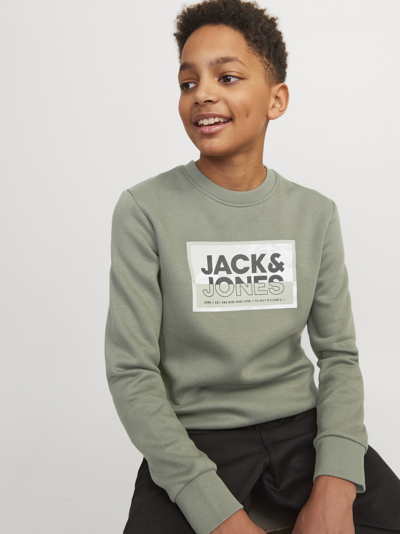 Jack & Jones Felpa Girocollo Stampato Mini -Agave Green - 12257441