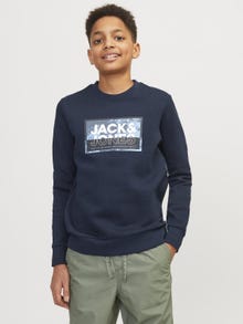 Jack & Jones Printet Sweatshirt med rund hals Mini -Navy Blazer - 12257441