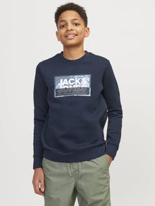 Jack & Jones Spausdintas raštas Apatinis prakaituojantis megztinis Mini -Navy Blazer - 12257441