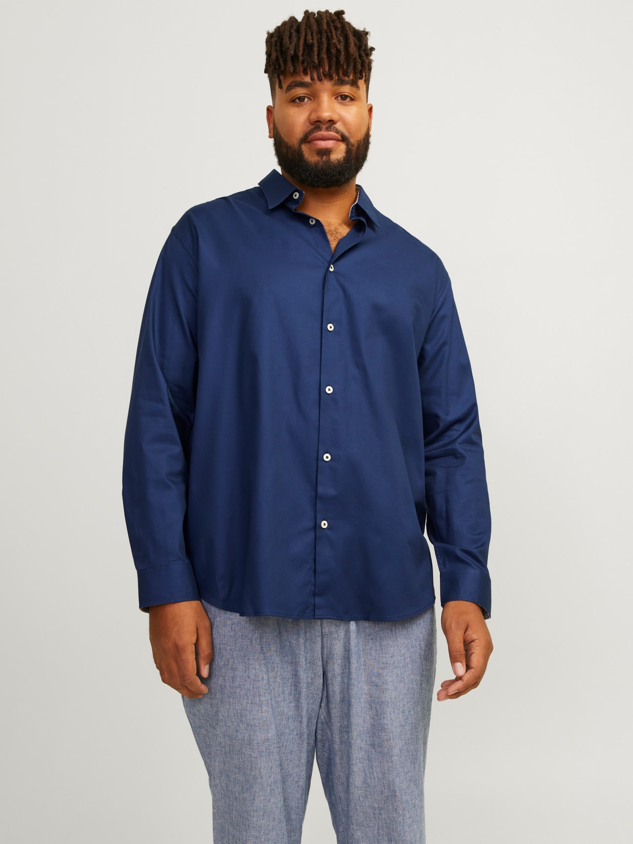 Jack & Jones Plus Size Loose Fit Skjorte -Perfect Navy - 12257469