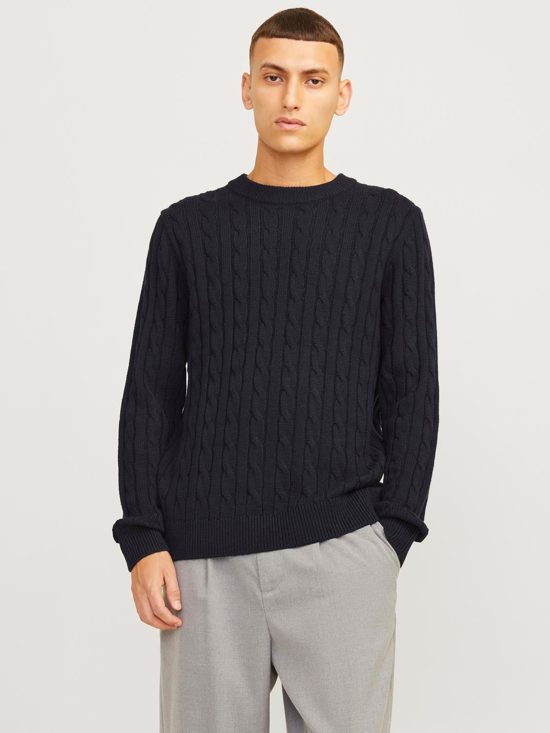 Einfarbig Strickpullover