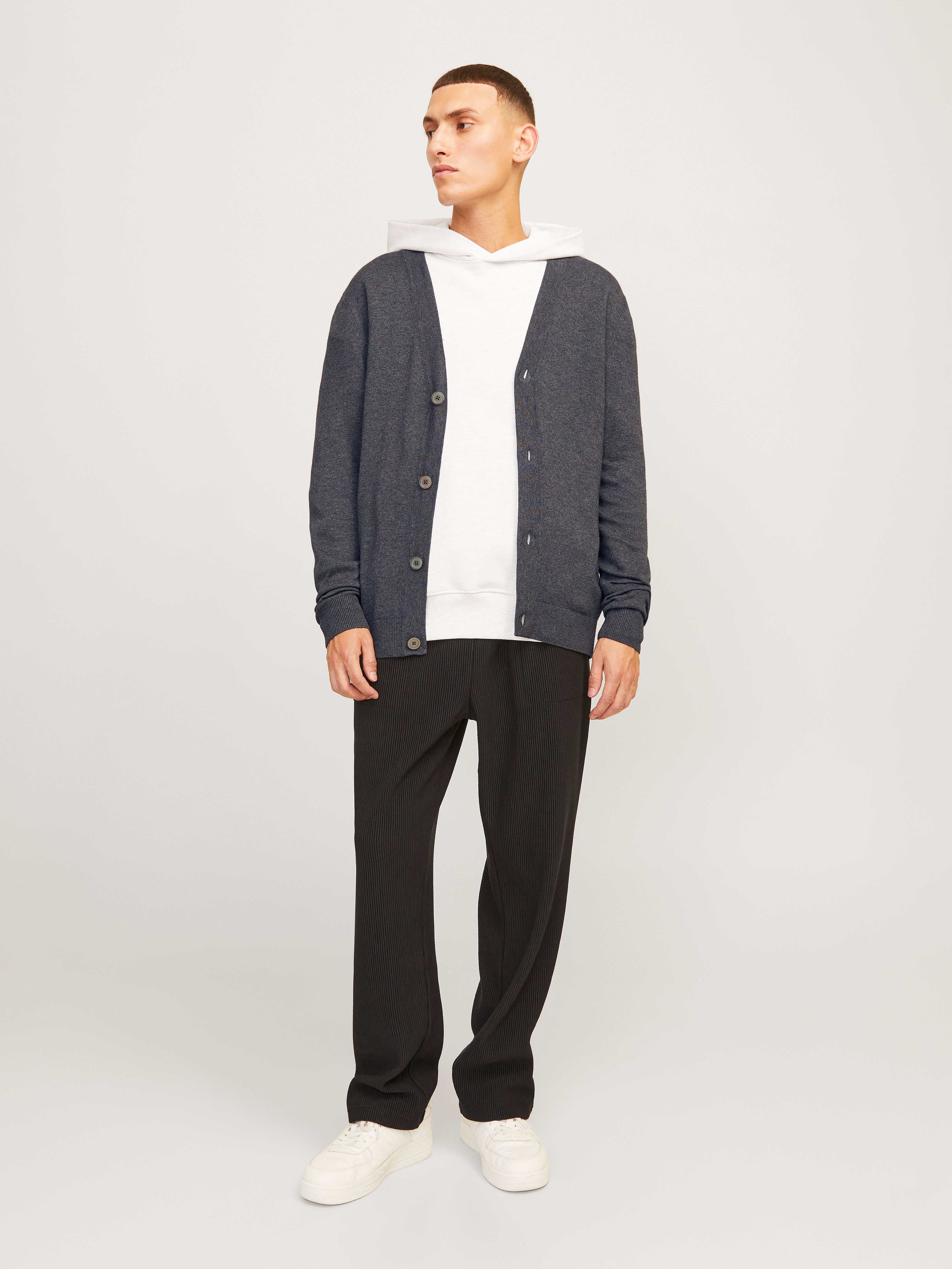 Einfarbig Strickjacke Dunkelgrau Jack & Jones®