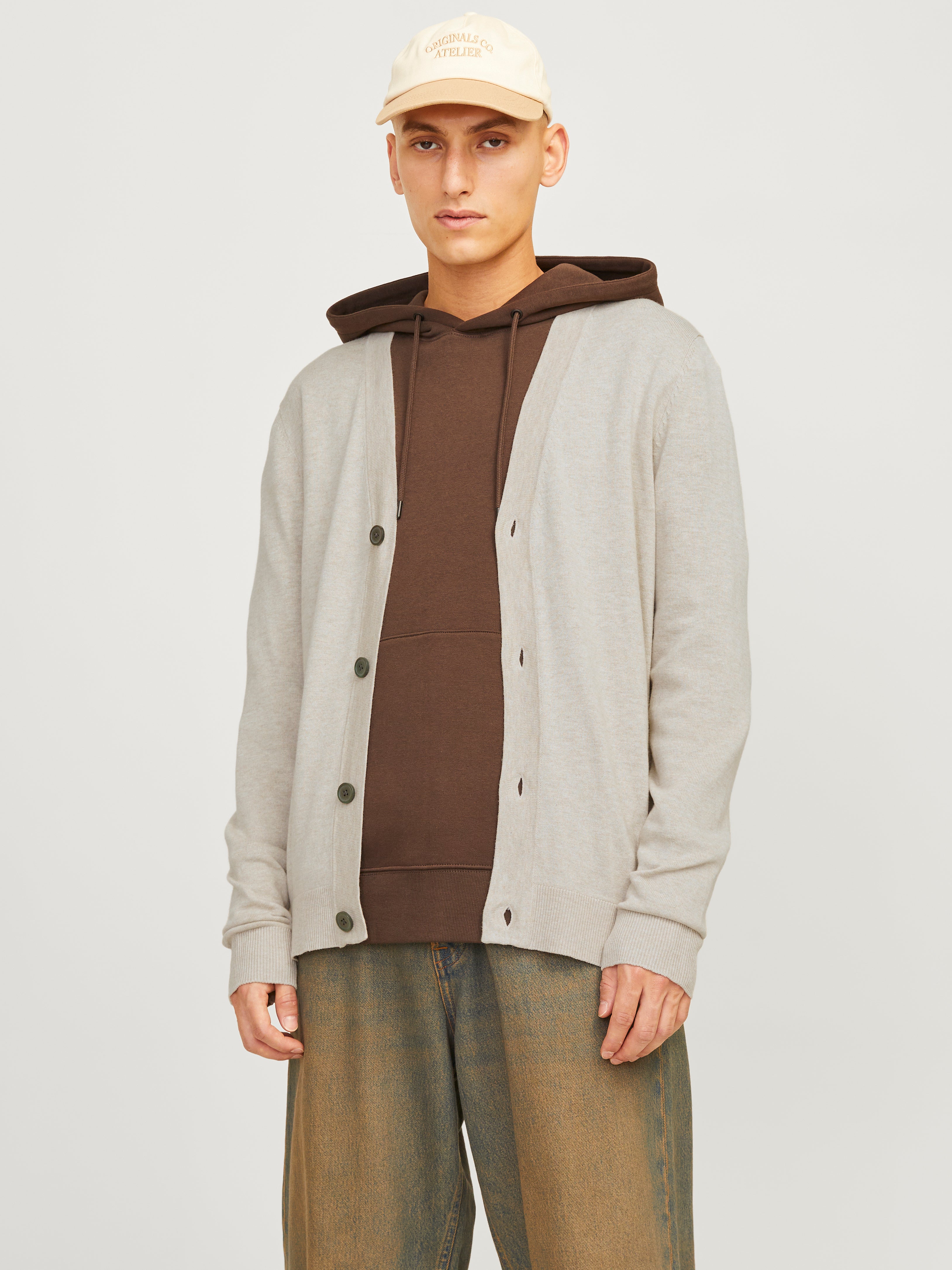 Thumbnail - Einfarbig Strickjacke