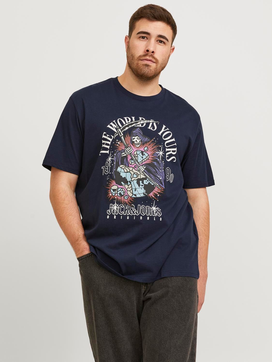 Jack & Jones Plus Size Printed T-shirt -Sky Captain - 12257509