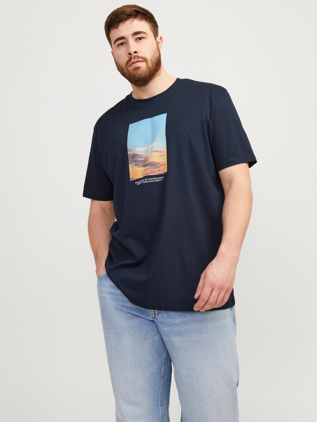 Jack & Jones Plus Size Printed T-shirt -Sky Captain - 12257513